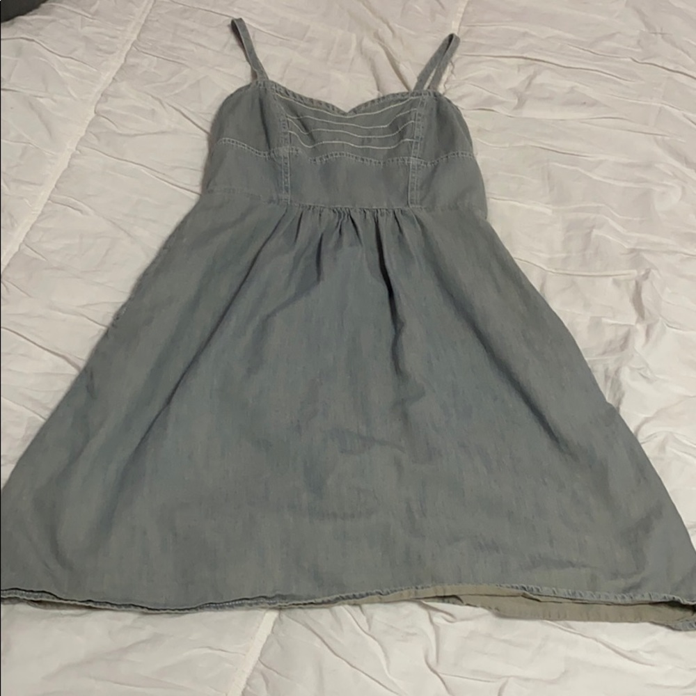 Faux Jean Overall Mini Dress w/Pockets